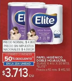 Elite - PAPEL HIGIENICO DOBLE HOJA ULTRA SUAVE