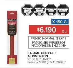 Lario - SALAME TIPO FUET AL PIMENTÓN