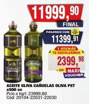 cañuelas - ACEITE OLIVA CAÑUELAS OLIVA PET x500 cc