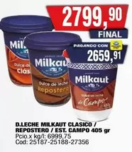 Milkaut - D.LECHE MILKAUT CLASICO / REPOSTERO / EST. CAMPO 405 gr