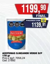 ACEITUNAS D.NICANOR VERDE D/P