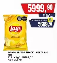 Lay's - PAPAS FRITAS SNACK X 330 GR