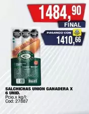 union ganadera - SALCHICHAS X 6 UNID. Cod: 27887
