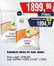 Orali - RAVIOLES ORALI VS SAB. 500Gr