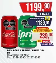 Coca cola - GAS. COCA / SPRITE / FANTA 354 CC
