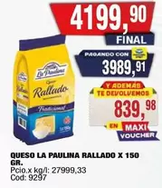 La paulina - QUESO RALLADO X 150 GR.