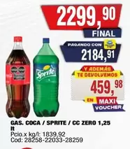 Coca cola - GAS. COCA / SPRITE / CC ZERO 1,25 It