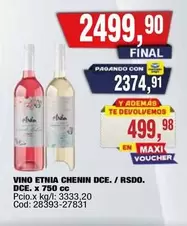 Etnia - VINO ETNIA CHENIN DCE. / RSDO. DCE. x 750 cc