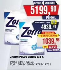 Zorro - JABON POLVO ZORRO X 3 K