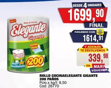 Elegante - ROLLO COCINA GIGANTE 200 PAÑOS
