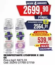 Lysoform - DESINFECTANTE X 285 CC
