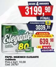 Elegante - PAPEL HIGIENICO 4x80mts
