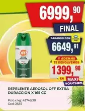 Off - REPENTE AEROSOL OFF EXTRA DURACCION X 165 CC