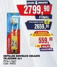 Colgate - CEPILLOS DENTALES TR.ACCION 2x1