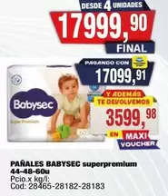 Babysec - PÁÑALES BABYSEC superpremium 44-48-60u
