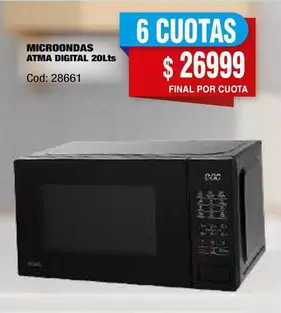 Atma - MICROONDAS ATMA DIGITAL 20Lts Cod: 28661