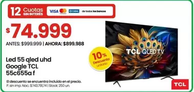 TCL - Led 55 qled uhd Google 55c655a f