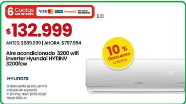 Hyundai - Aire acondicionado 3200 wifi inverter