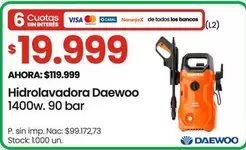 Daewoo - Hidrolavadora 1400w. 90 bar