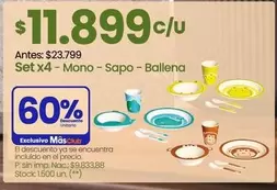 Set x4 - Mono - Sapo - Ballena