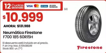 Firestone - Neumático F700 185 60R15H