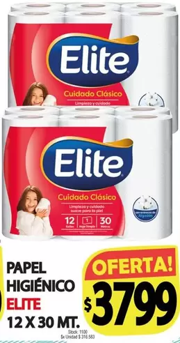 Elite - PAPEL HIGIÉNICO 12 X 30 MT.