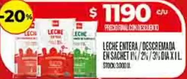 Leche Entera / Descremada en Sachet