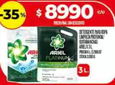 Ariel - Detergente para ropa limpieza profunda / quitamanchas