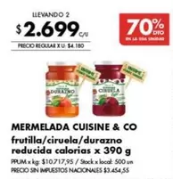 X$ - MERMELADA CUISINE & CO frutilla/ciruela/durazno reducida calorias