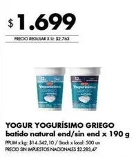 X$ - YOGUR YOGURÍSIMO GRIEGO batido natural end/sin end