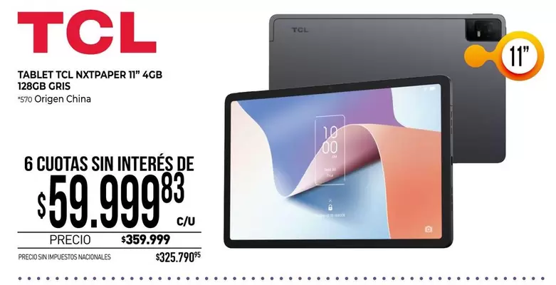 TCL - TABLET  NXTPAER 11" 4GB 128GB GRIS