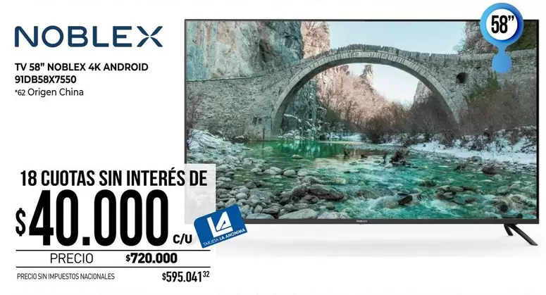 Noblex - TV 58" NOBLEX 4K ANDROID 91DB58X7550