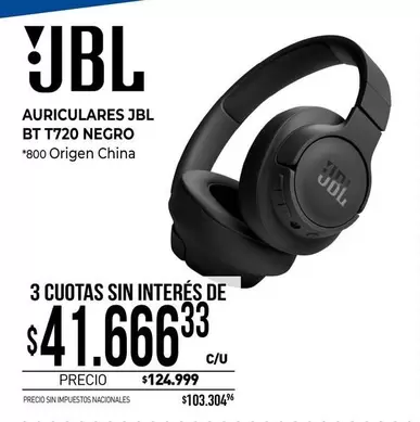 JBL - AURICULARES  BT T720 NEGRO