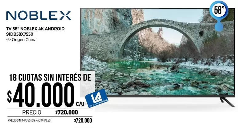 Noblex - TV 58" NOBLEX 4K ANDROID 91D856X7550