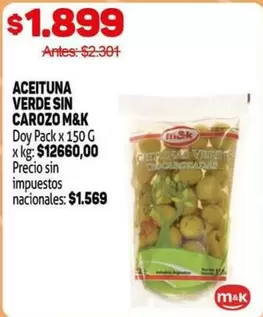 M&K - ACEITUNA VERDE SIN CAROZO