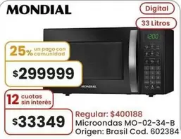 Mondial - Microondas MO-02-34-B