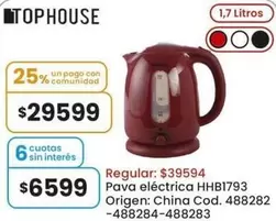 Origen - Pava eléctrica HHB1793 Cod. 488282 -488284-488283