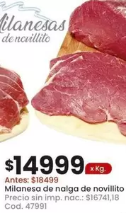 Milanesa de nalga de novillito