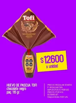 Tofi - HUEVO DE PASCUA CHOCOLATE NEGRO