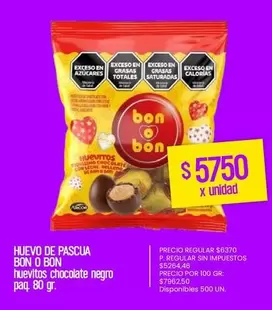 Bon o Bon - HUEVOS DE PASCUA chocolate negro