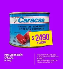 Caracas - Pimientos Morrones Enteros Comunes