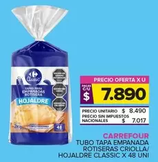 X$ - TUBO TAPA EMPANADA ROTISERAS CRIOLLA/HOJALDRE CLASSIC X 48 UNI