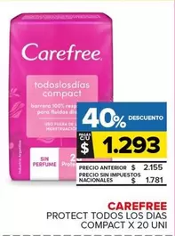 Carefree - PROTECT TODOS LOS DIAS COMPACT X 20 UNI