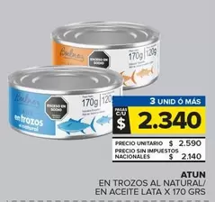 X$ - ATUN EN TROZOS AL NATURAL/ EN ACEITE LATA