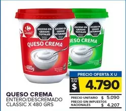 X$ - QUESO CREMA ENTERO/DESCRAMADO