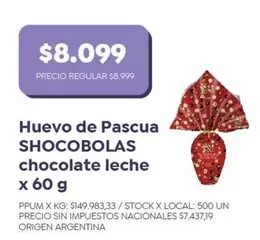 X$ - Huevo de Pascua SHOCOBOLAS chocolate leche