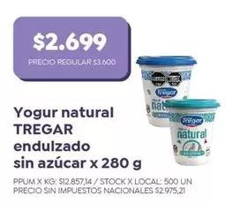Tregar - Yogur natural endulzado sin azúcar