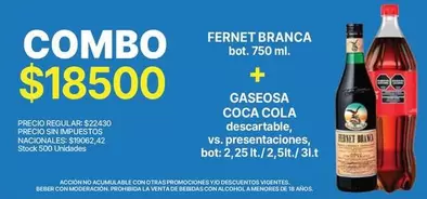 Coca cola - FERNET BRANCA + GASEOSA COCA COLA