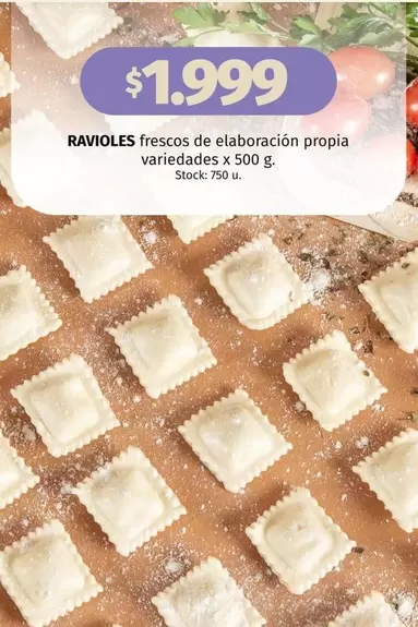 X$ - RAVIOLI frescos de elaboraci	ilde{A³}n propia
