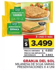 Granja del Sol - MILANESA DE SOJA VARIAS PRESENTACIONES